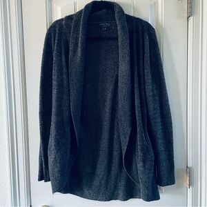 Barefoot Dreams CozyChic Lite Heather Gray Circle Open Front Cardigan | Medium